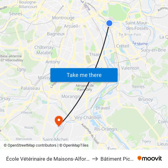 École Vétérinaire de Maisons-Alfort - Métro to Bâtiment Picardie map