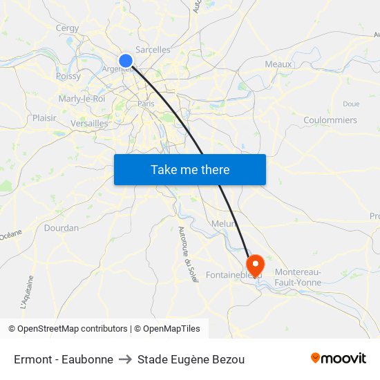 Ermont - Eaubonne to Stade Eugène Bezou map