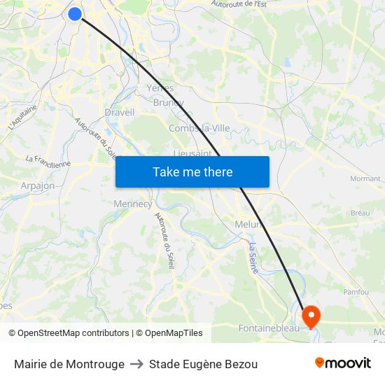 Mairie de Montrouge to Stade Eugène Bezou map