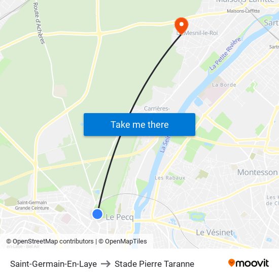 Saint-Germain-En-Laye to Stade Pierre Taranne map