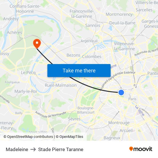 Madeleine to Stade Pierre Taranne map