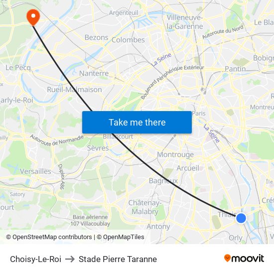 Choisy-Le-Roi to Stade Pierre Taranne map