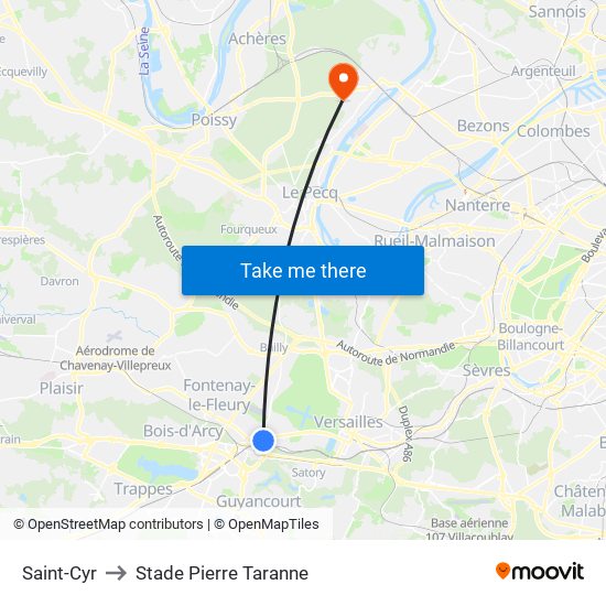 Saint-Cyr to Stade Pierre Taranne map