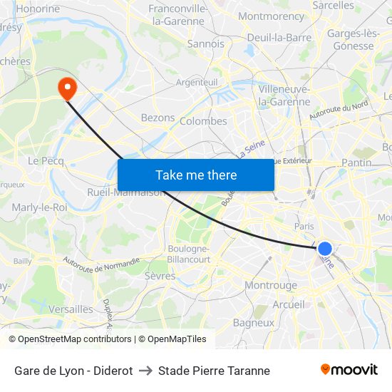 Gare de Lyon - Diderot to Stade Pierre Taranne map