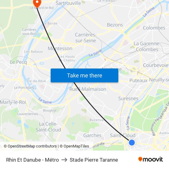 Rhin Et Danube - Métro to Stade Pierre Taranne map