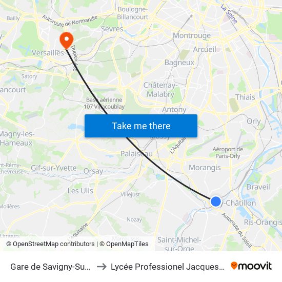 Gare de Savigny-Sur-Orge to Lycée Professionel Jacques Prévert map