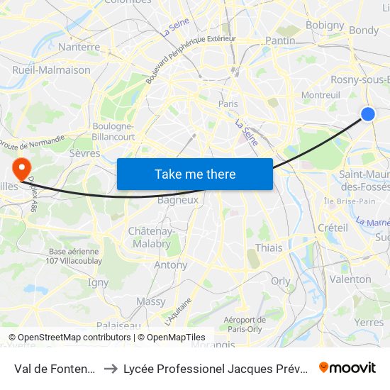 Val de Fontenay to Lycée Professionel Jacques Prévert map