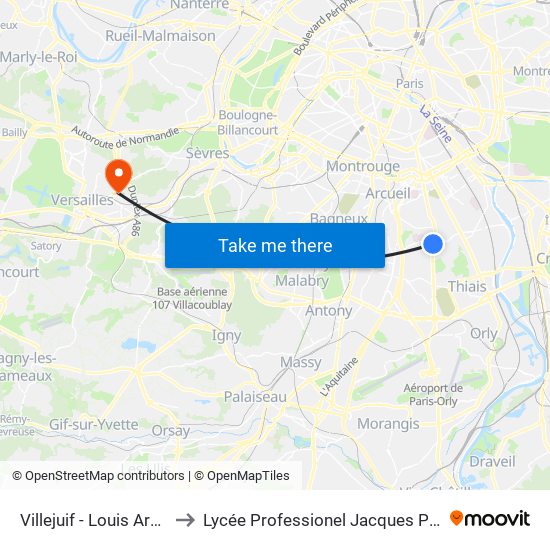Villejuif - Louis Aragon to Lycée Professionel Jacques Prévert map