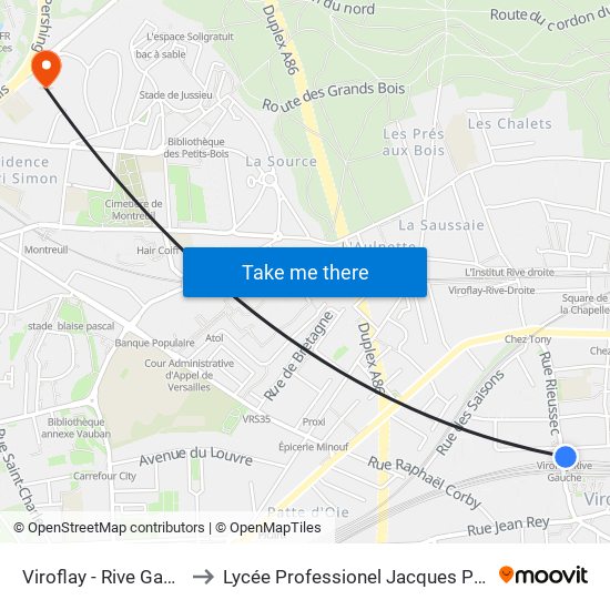 Viroflay - Rive Gauche to Lycée Professionel Jacques Prévert map