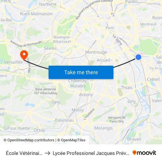 École Vétérinaire to Lycée Professionel Jacques Prévert map