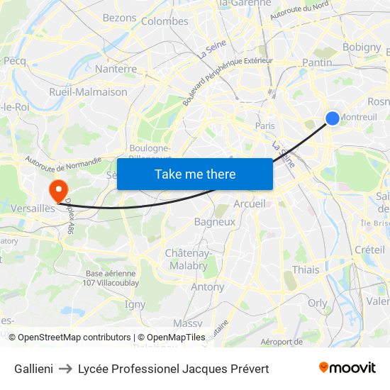 Gallieni to Lycée Professionel Jacques Prévert map
