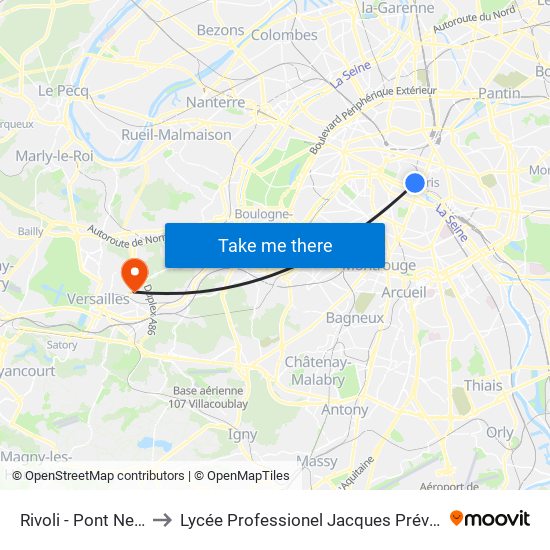 Rivoli - Pont Neuf to Lycée Professionel Jacques Prévert map