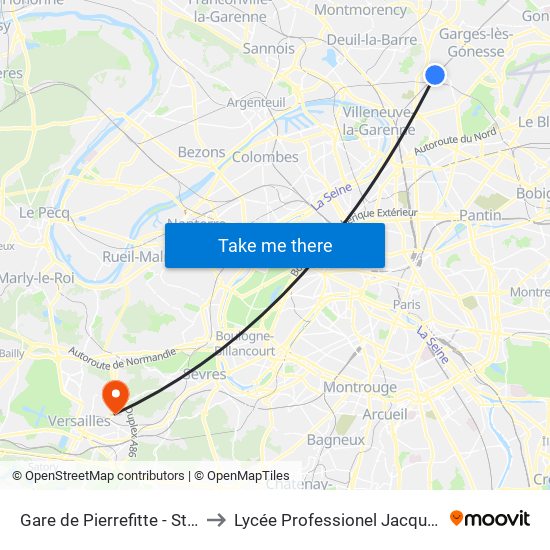 Gare de Pierrefitte - Stains RER to Lycée Professionel Jacques Prévert map