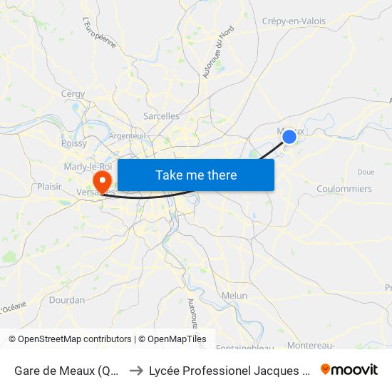 Gare de Meaux (Quai D) to Lycée Professionel Jacques Prévert map
