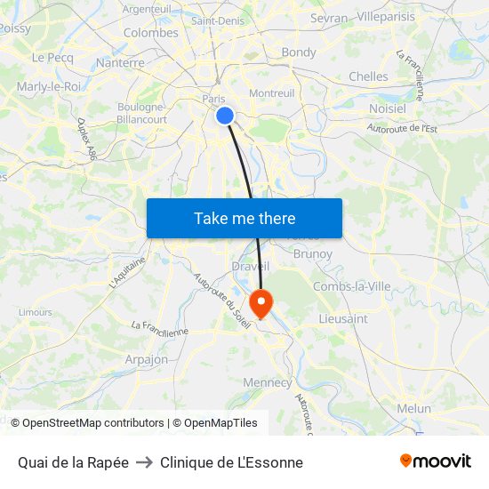 Quai de la Rapée to Clinique de L'Essonne map