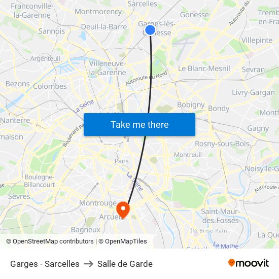 Garges - Sarcelles to Salle de Garde map