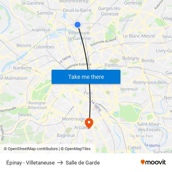 Épinay - Villetaneuse to Salle de Garde map
