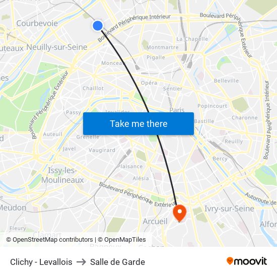 Clichy - Levallois to Salle de Garde map