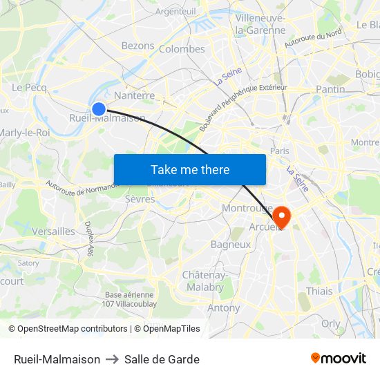 Rueil-Malmaison to Salle de Garde map