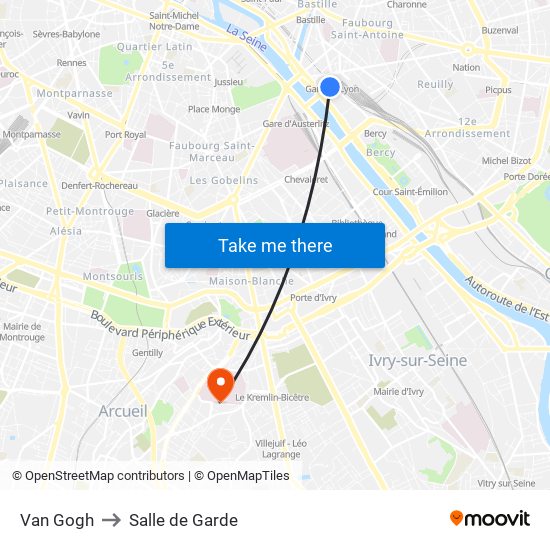 Van Gogh to Salle de Garde map