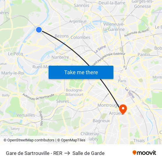 Gare de Sartrouville - RER to Salle de Garde map