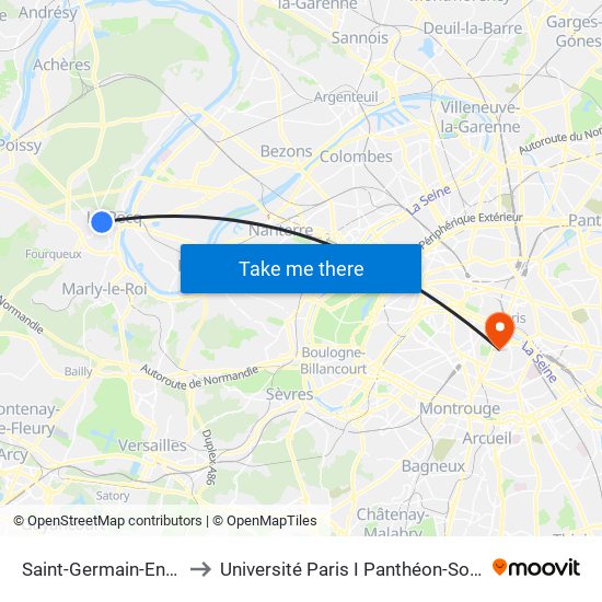Saint-Germain-En-Laye to Université Paris I Panthéon-Sorbonne map
