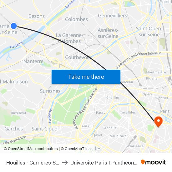 Houilles - Carrières-Sur-Seine to Université Paris I Panthéon-Sorbonne map