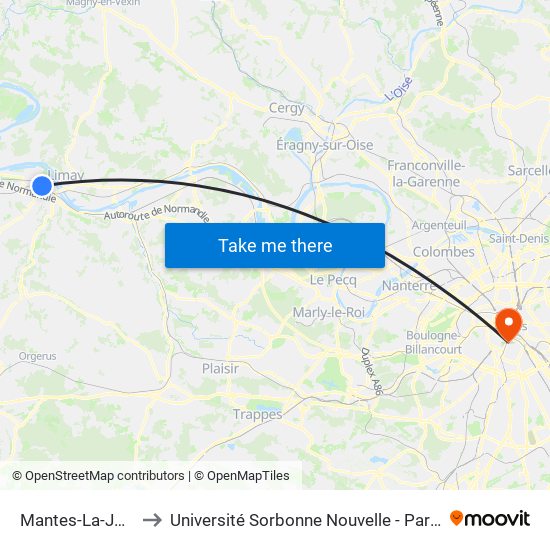 Mantes-La-Jolie to Université Sorbonne Nouvelle - Paris 3 map