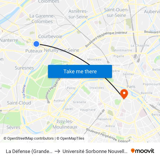 La Défense (Grande Arche) to Université Sorbonne Nouvelle - Paris 3 map