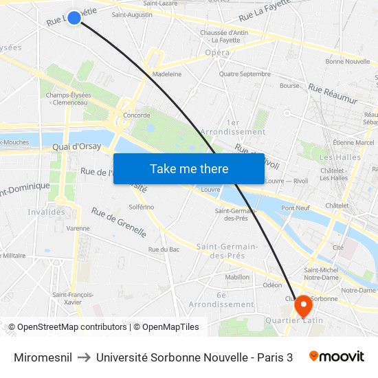 Miromesnil to Université Sorbonne Nouvelle - Paris 3 map