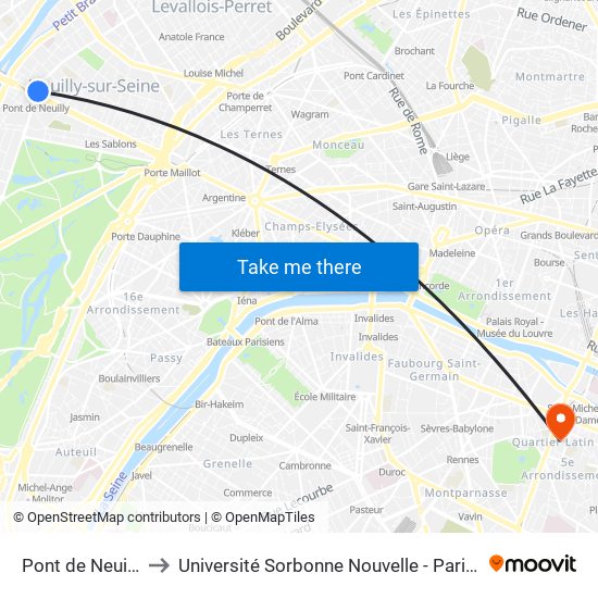 Pont de Neuilly to Université Sorbonne Nouvelle - Paris 3 map