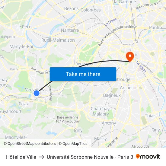 Hôtel de Ville to Université Sorbonne Nouvelle - Paris 3 map