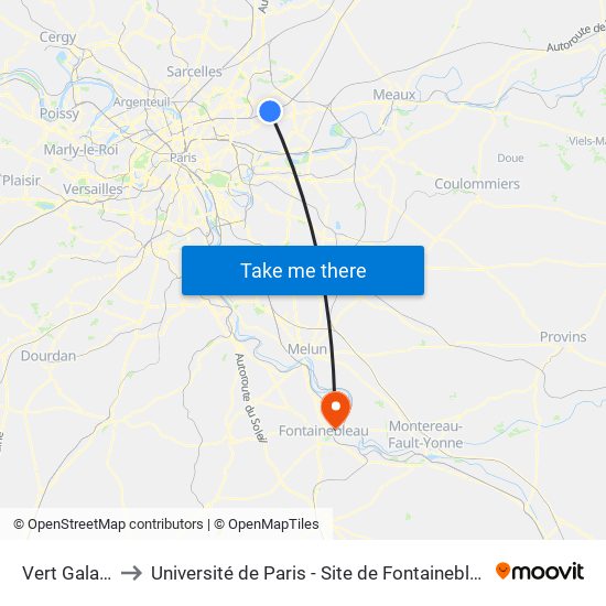 Vert Galant to Université de Paris - Site de Fontainebleau map