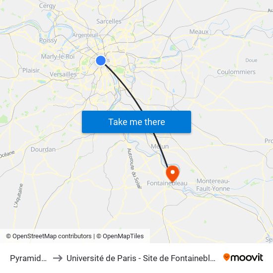 Pyramides to Université de Paris - Site de Fontainebleau map