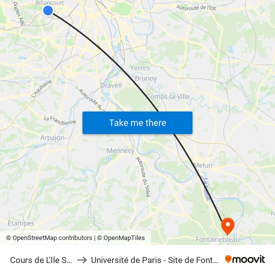 Cours de L'Ile Seguin to Université de Paris - Site de Fontainebleau map