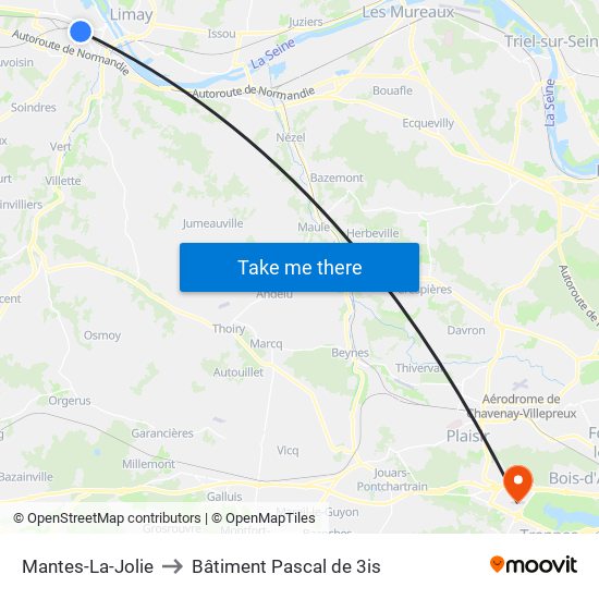 Mantes-La-Jolie to Bâtiment Pascal de 3is map