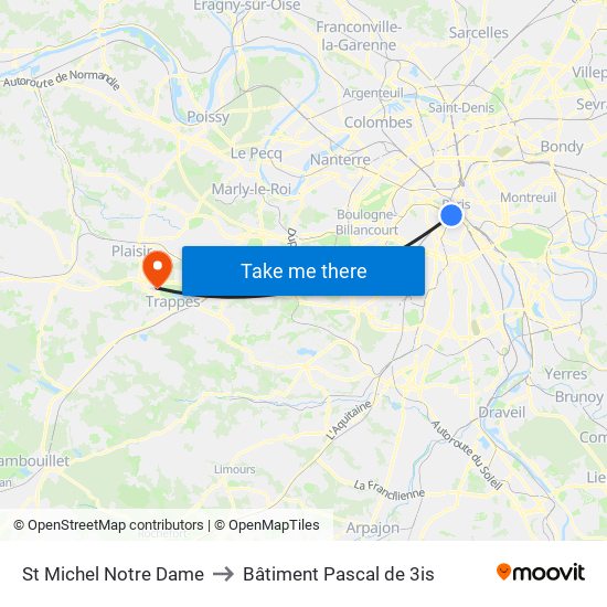 St Michel Notre Dame to Bâtiment Pascal de 3is map