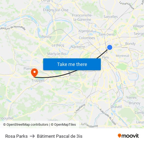Rosa Parks to Bâtiment Pascal de 3is map