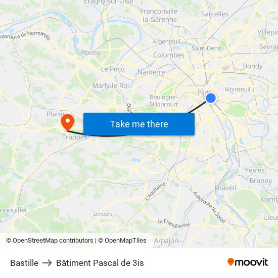 Bastille to Bâtiment Pascal de 3is map