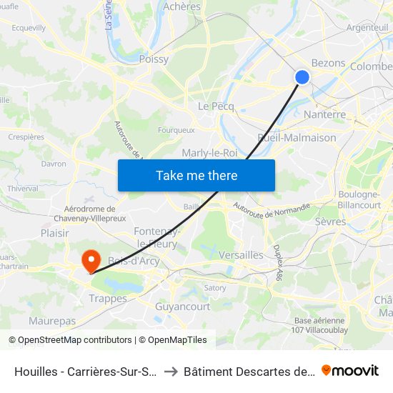 Houilles - Carrières-Sur-Seine to Bâtiment Descartes de 3is map