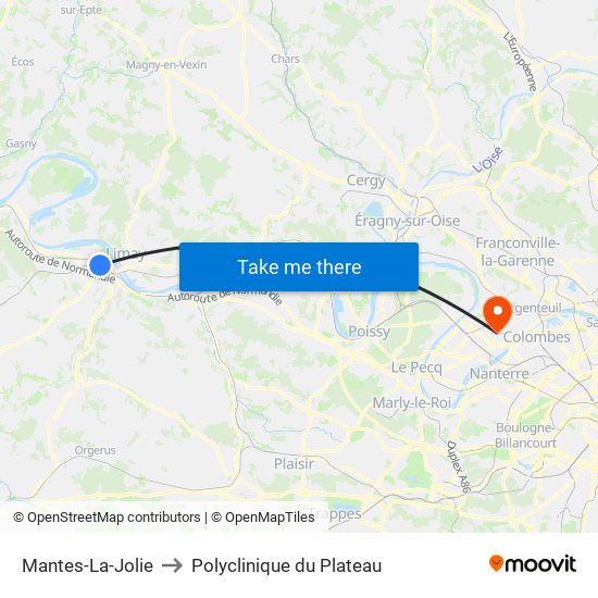 Mantes-La-Jolie to Polyclinique du Plateau map