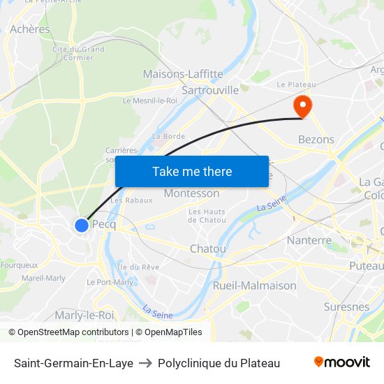 Saint-Germain-En-Laye to Polyclinique du Plateau map