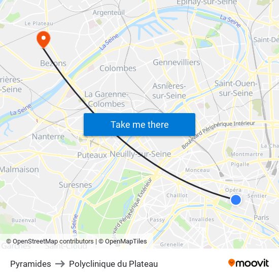 Pyramides to Polyclinique du Plateau map