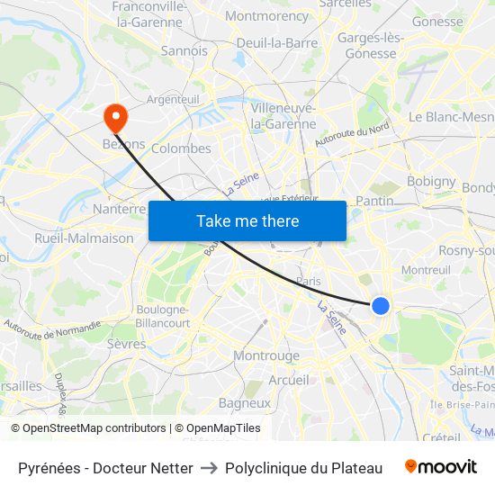 Pyrénées - Docteur Netter to Polyclinique du Plateau map
