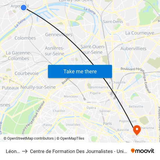Léon Feix to Centre de Formation Des Journalistes - Université Panthéon-Assas map
