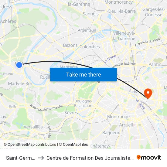 Saint-Germain-En-Laye to Centre de Formation Des Journalistes - Université Panthéon-Assas map