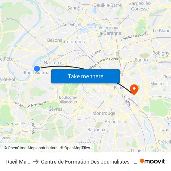 Rueil-Malmaison to Centre de Formation Des Journalistes - Université Panthéon-Assas map