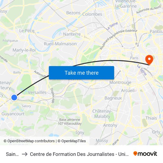 Saint-Cyr to Centre de Formation Des Journalistes - Université Panthéon-Assas map