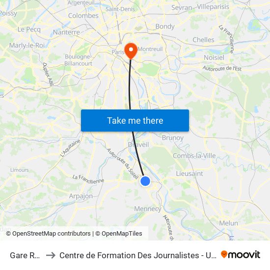 Gare Routière to Centre de Formation Des Journalistes - Université Panthéon-Assas map