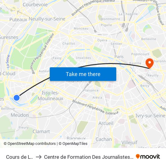 Cours de L'Ile Seguin to Centre de Formation Des Journalistes - Université Panthéon-Assas map